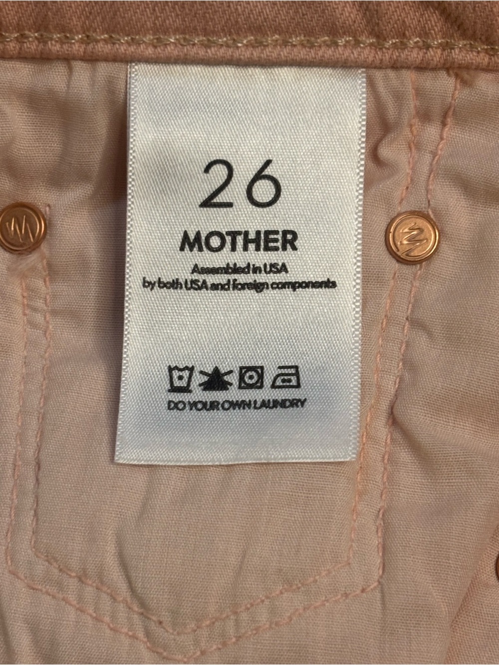 MOTHER The Insider Hover High Rise Crop Flare Jeans Peach Parfait Pink 26 - Picture 7 of 15